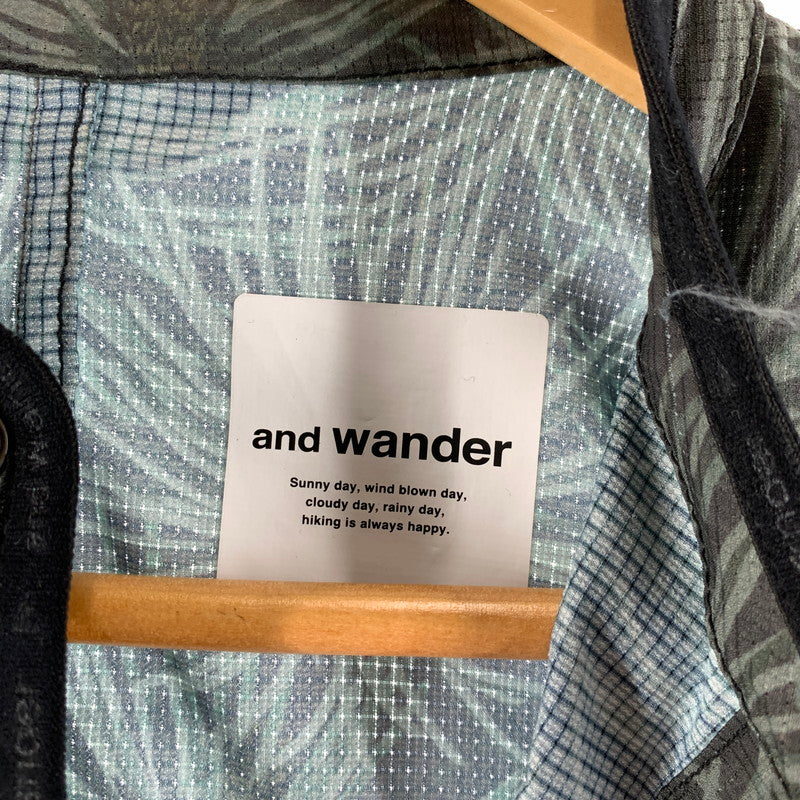 【中古品】【メンズ】 AND WANDER アンドワンダー NYLON JACKET ナイロンジャケット カラーグリーン ボタニカル柄 サイズ3 144-260825-ky-03-fuzh 万代Net店