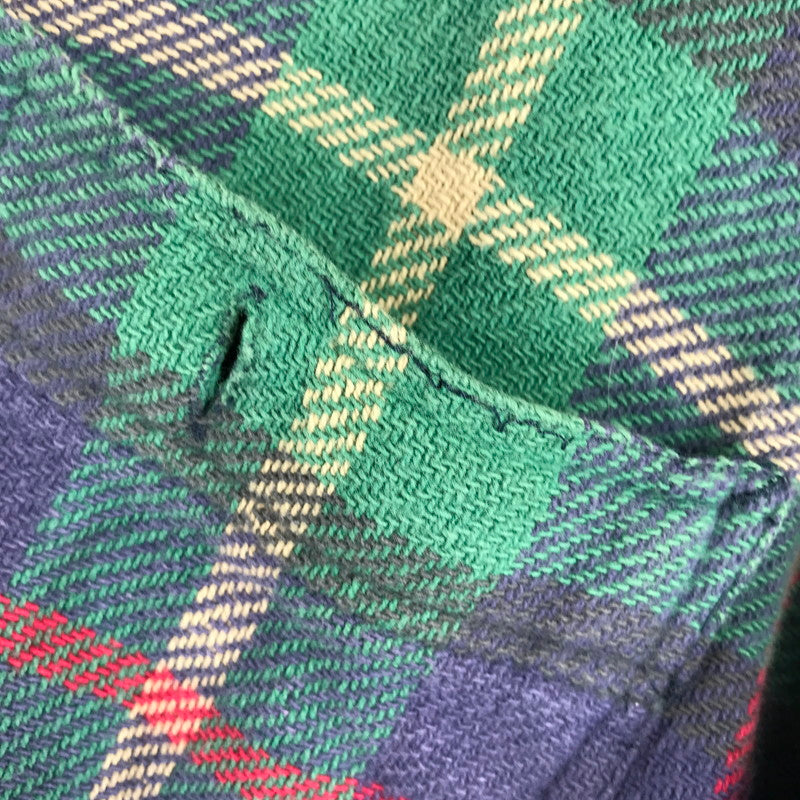 【中古品】【メンズ】 RALPH LAUREN ラルフローレン 80年代 ネルシャツ チェックシャツ グリーンチェック Sサイズ ※ボタン糸緩め・ほつれ・白い汚れあり 145-260830-io-40-fuzh 万代Net店