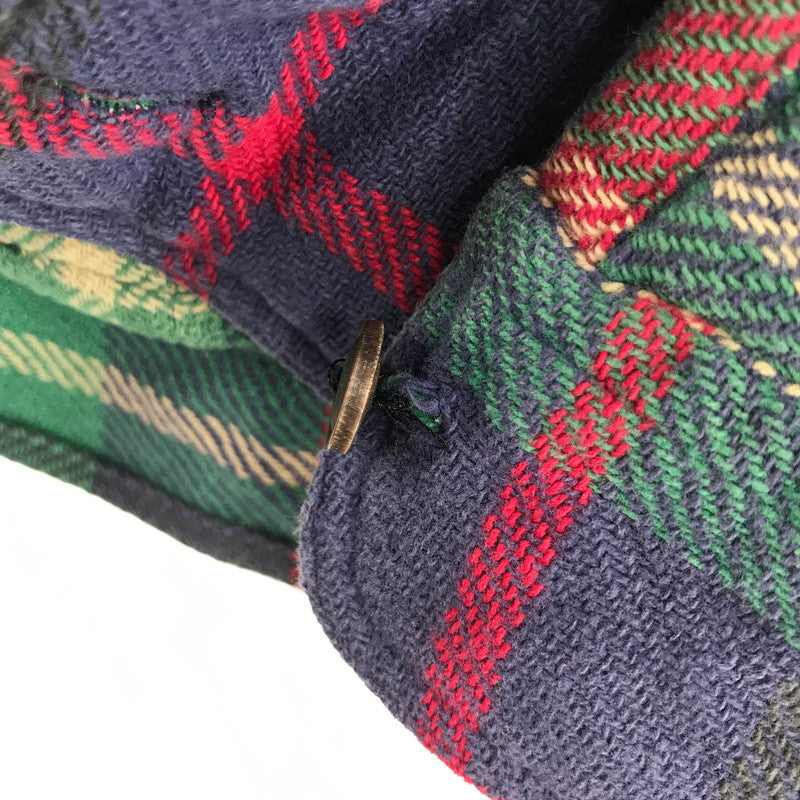 【中古品】【メンズ】 RALPH LAUREN ラルフローレン 80年代 ネルシャツ チェックシャツ グリーンチェック Sサイズ ※ボタン糸緩め・ほつれ・白い汚れあり 145-260830-io-40-fuzh 万代Net店