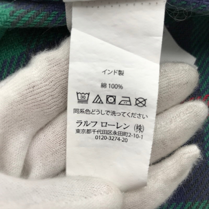 【中古品】【メンズ】 RALPH LAUREN ラルフローレン 80年代 ネルシャツ チェックシャツ グリーンチェック Sサイズ ※ボタン糸緩め・ほつれ・白い汚れあり 145-260830-io-40-fuzh 万代Net店