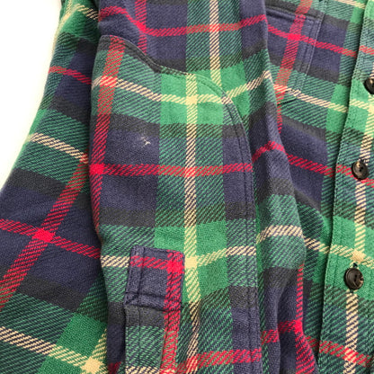 【中古品】【メンズ】 RALPH LAUREN ラルフローレン 80年代 ネルシャツ チェックシャツ グリーンチェック Sサイズ ※ボタン糸緩め・ほつれ・白い汚れあり 145-260830-io-40-fuzh 万代Net店