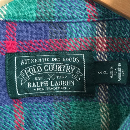 【中古品】【メンズ】 RALPH LAUREN ラルフローレン 80年代 ネルシャツ チェックシャツ グリーンチェック Sサイズ ※ボタン糸緩め・ほつれ・白い汚れあり 145-260830-io-40-fuzh 万代Net店