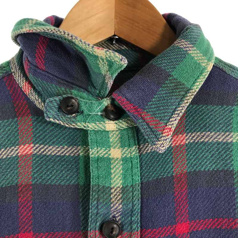 【中古品】【メンズ】 RALPH LAUREN ラルフローレン 80年代 ネルシャツ チェックシャツ グリーンチェック Sサイズ ※ボタン糸緩め・ほつれ・白い汚れあり 145-260830-io-40-fuzh 万代Net店