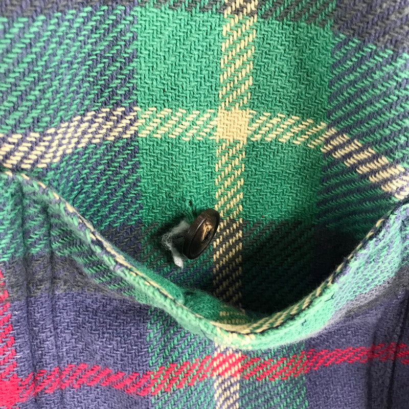 【中古品】【メンズ】 RALPH LAUREN ラルフローレン 80年代 ネルシャツ チェックシャツ グリーンチェック Sサイズ ※ボタン糸緩め・ほつれ・白い汚れあり 145-260830-io-40-fuzh 万代Net店
