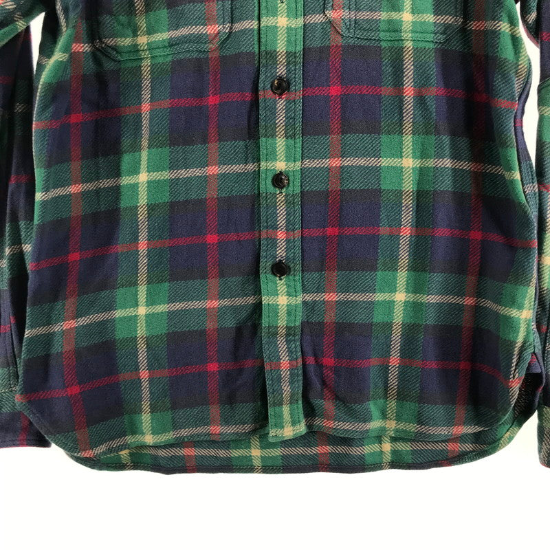 【中古品】【メンズ】 RALPH LAUREN ラルフローレン 80年代 ネルシャツ チェックシャツ グリーンチェック Sサイズ ※ボタン糸緩め・ほつれ・白い汚れあり 145-260830-io-40-fuzh 万代Net店