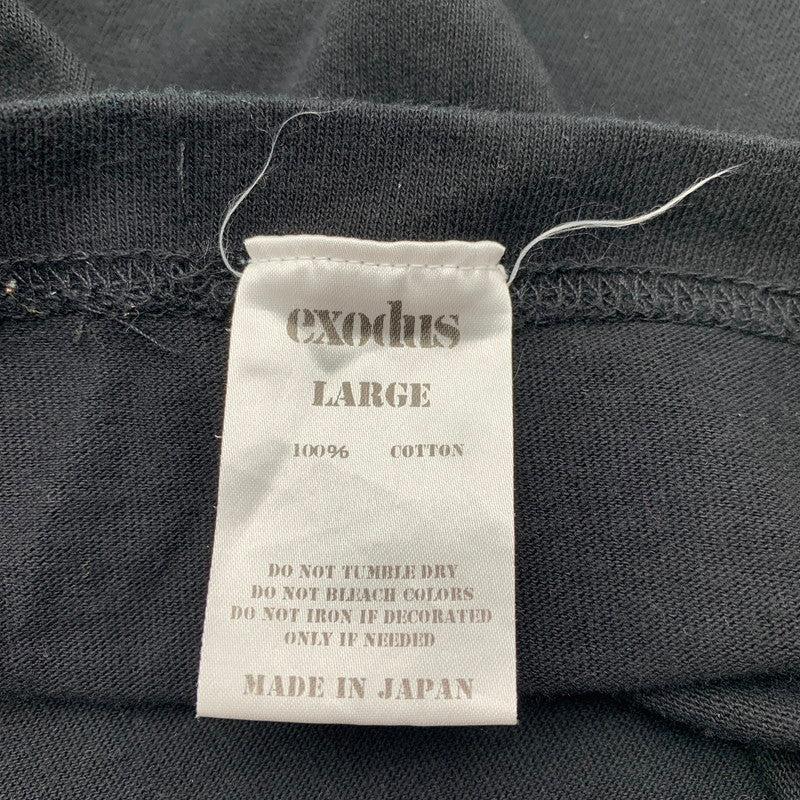 【中古品】【メンズ】 EXODUS×TATTOO STUDIO LIFE エクソダス タトゥー スタジオライフ 半袖Tシャツ BLACK Lサイズ ※白いスレ・ほつれあり 142-260830-io-13-fuzh カラー：ブラック 万代Net店