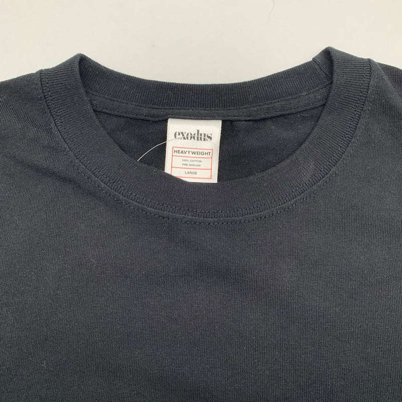 【中古品】【メンズ】 EXODUS×TATTOO STUDIO LIFE エクソダス タトゥー スタジオライフ 半袖Tシャツ BLACK Lサイズ ※白いスレ・ほつれあり 142-260830-io-12-fuzh カラー：ブラック 万代Net店