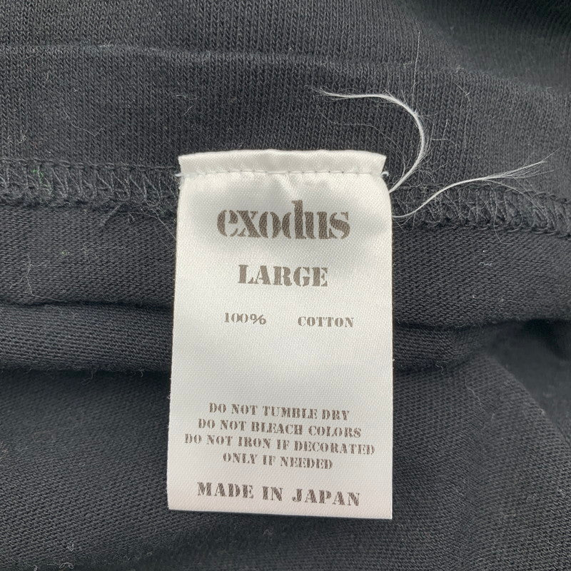 【中古品】【メンズ】 EXODUS×TATTOO STUDIO LIFE エクソダス タトゥー スタジオライフ 半袖Tシャツ BLACK Lサイズ ※白いスレ・ほつれあり 142-260830-io-12-fuzh カラー：ブラック 万代Net店