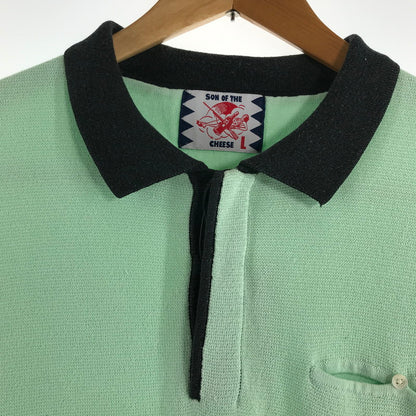 【中古品】【メンズ】 SON OF THE CHEESE サノバチーズ CLERIC POLO クレリックポロシャツ GREEN Lサイズ ※ほつれ・汚れあり 140-260830-io-42-fuzh カラー：グリーン 万代Net店
