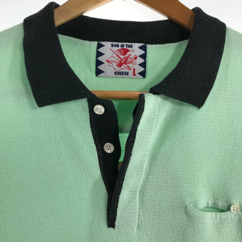 【中古品】【メンズ】 SON OF THE CHEESE サノバチーズ CLERIC POLO クレリックポロシャツ GREEN Lサイズ ※ほつれ・汚れあり 140-260830-io-42-fuzh カラー：グリーン 万代Net店