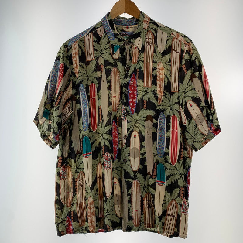 【中古品】【メンズ】 REYN SPOONER レイン・スプーナー RAYON SHIRT レーヨンシャツ 総柄 ヤシの木 アロハシャツ 半袖シャツ Mサイズ ※ボタン糸ほつれあり・ボタン取れている箇所あり 145-260830-io-51-fuzh 万代Net店