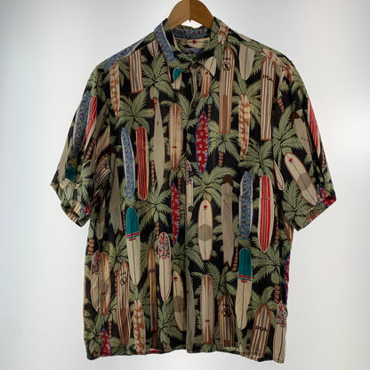 【中古品】【メンズ】 REYN SPOONER レイン・スプーナー RAYON SHIRT レーヨンシャツ 総柄 ヤシの木 アロハシャツ 半袖シャツ Mサイズ ※ボタン糸ほつれあり・ボタン取れている箇所あり 145-260830-io-51-fuzh 万代Net店