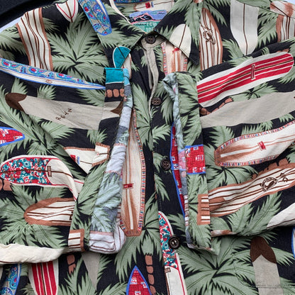 【中古品】【メンズ】 REYN SPOONER レイン・スプーナー RAYON SHIRT レーヨンシャツ 総柄 ヤシの木 アロハシャツ 半袖シャツ Mサイズ ※ボタン糸ほつれあり・ボタン取れている箇所あり 145-260830-io-51-fuzh 万代Net店