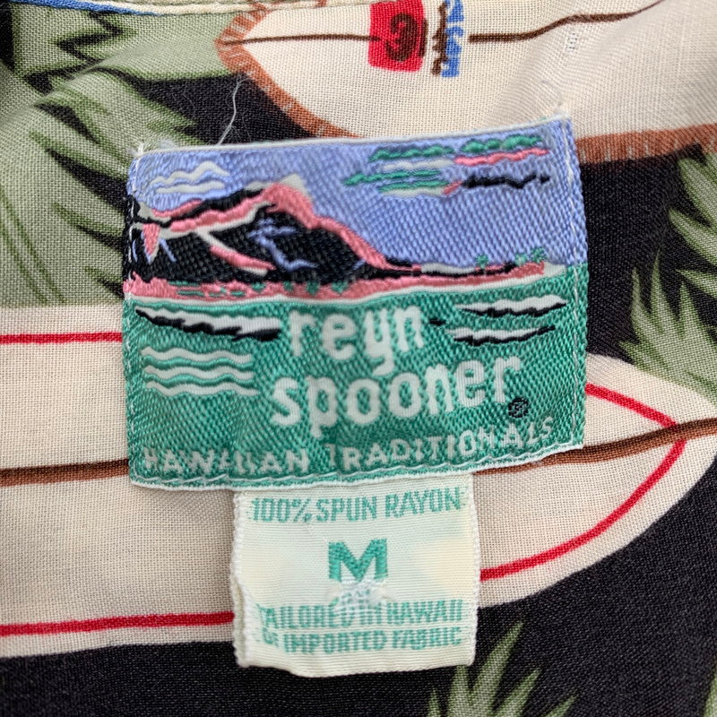【中古品】【メンズ】 REYN SPOONER レイン・スプーナー RAYON SHIRT レーヨンシャツ 総柄 ヤシの木 アロハシャツ 半袖シャツ Mサイズ ※ボタン糸ほつれあり・ボタン取れている箇所あり 145-260830-io-51-fuzh 万代Net店
