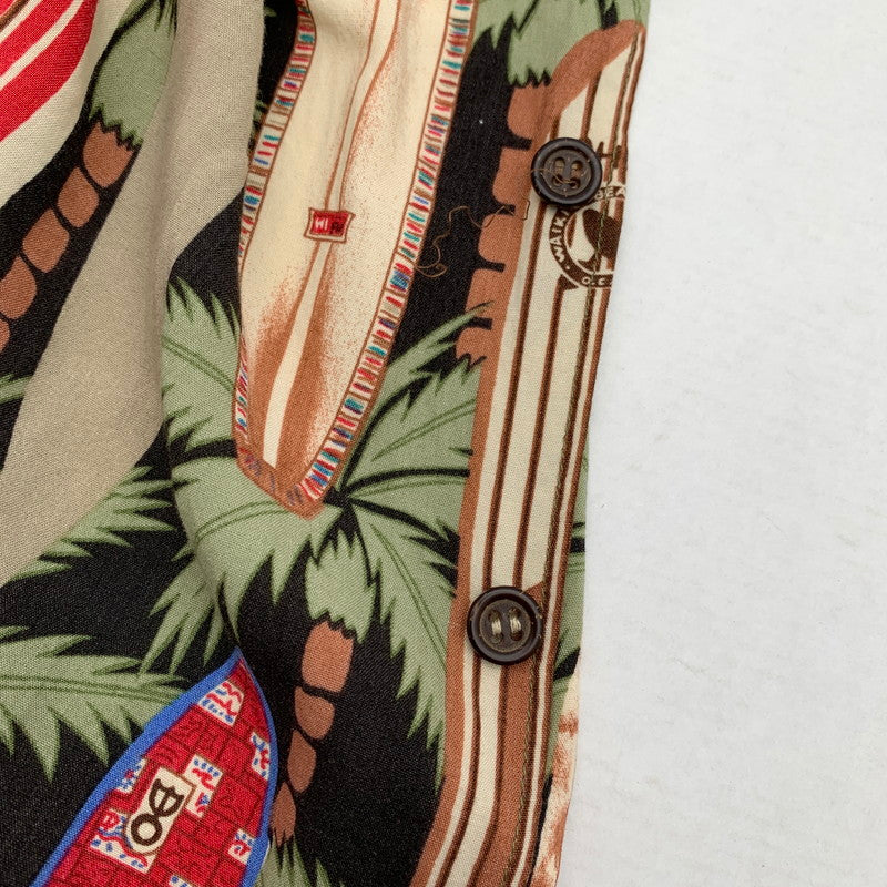 【中古品】【メンズ】 REYN SPOONER レイン・スプーナー RAYON SHIRT レーヨンシャツ 総柄 ヤシの木 アロハシャツ 半袖シャツ Mサイズ ※ボタン糸ほつれあり・ボタン取れている箇所あり 145-260830-io-51-fuzh 万代Net店