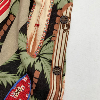 【中古品】【メンズ】 REYN SPOONER レイン・スプーナー RAYON SHIRT レーヨンシャツ 総柄 ヤシの木 アロハシャツ 半袖シャツ Mサイズ ※ボタン糸ほつれあり・ボタン取れている箇所あり 145-260830-io-51-fuzh 万代Net店