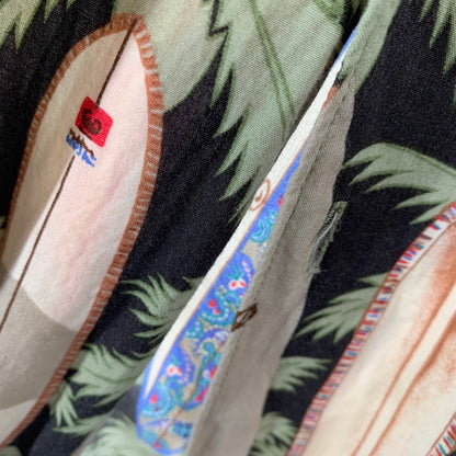 【中古品】【メンズ】 REYN SPOONER レイン・スプーナー RAYON SHIRT レーヨンシャツ 総柄 ヤシの木 アロハシャツ 半袖シャツ Mサイズ ※ボタン糸ほつれあり・ボタン取れている箇所あり 145-260830-io-51-fuzh 万代Net店