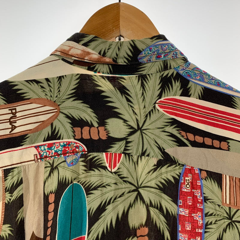 【中古品】【メンズ】 REYN SPOONER レイン・スプーナー RAYON SHIRT レーヨンシャツ 総柄 ヤシの木 アロハシャツ 半袖シャツ Mサイズ ※ボタン糸ほつれあり・ボタン取れている箇所あり 145-260830-io-51-fuzh 万代Net店