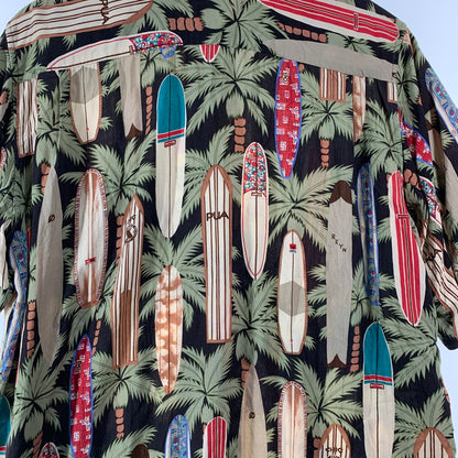 【中古品】【メンズ】 REYN SPOONER レイン・スプーナー RAYON SHIRT レーヨンシャツ 総柄 ヤシの木 アロハシャツ 半袖シャツ Mサイズ ※ボタン糸ほつれあり・ボタン取れている箇所あり 145-260830-io-51-fuzh 万代Net店