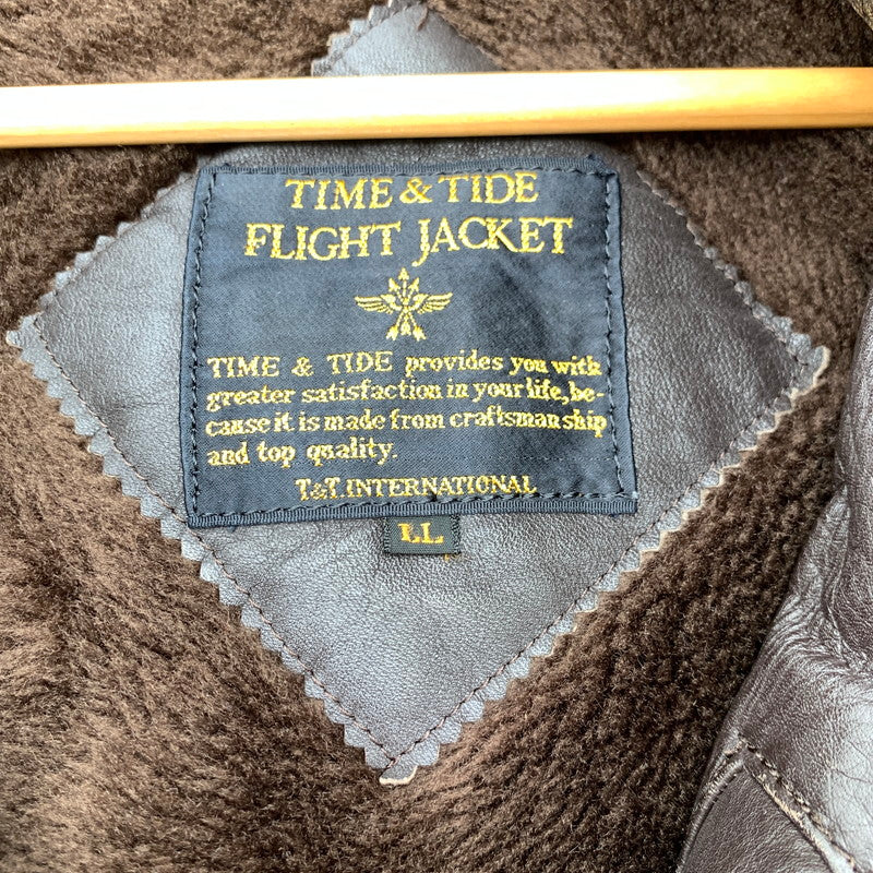 【中古品】【メンズ】 TIME&TIDE FLIGHT JACKET タイム・アンド・タイド フライトジャケット BROWN ライナー付 LLサイズ ※使用感あり 145-260830-io-58-fuzh カラー：ブラウン 万代Net店