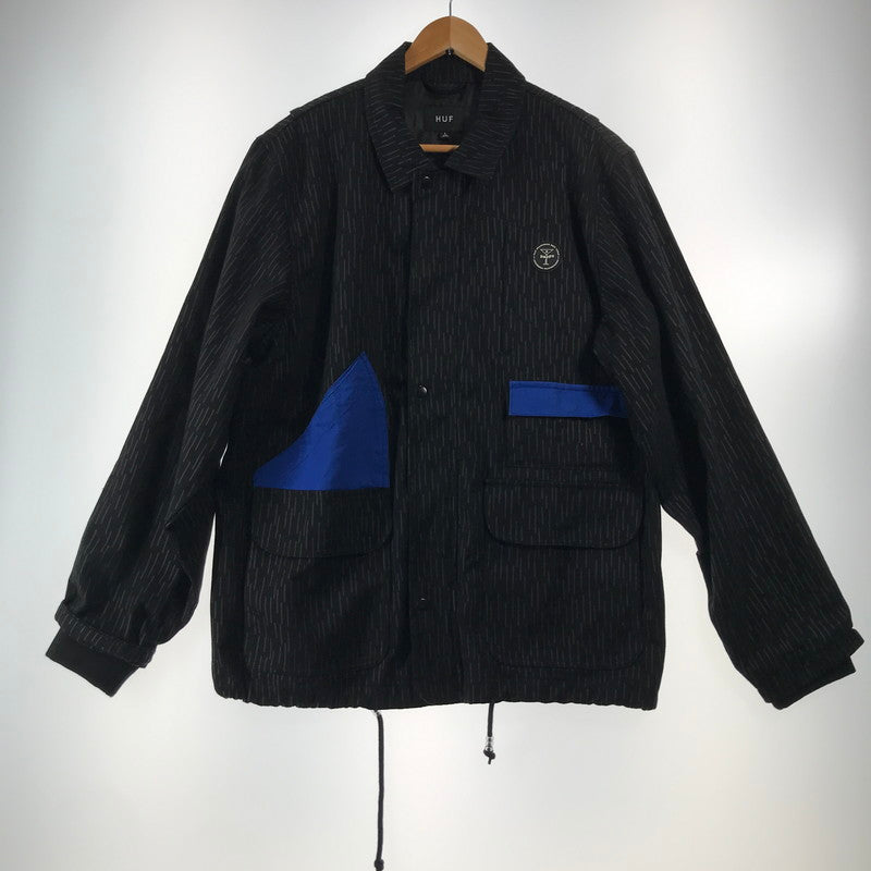 【中古品】【メンズ】 HUF ハフ JK00430 ALLTIMERS WORK JACKET ワークジャケット 上着 アウター BLACK BLUE Lサイズ ※ほつれ・使用感あり 142-260830-io-50-fuzh カラー：ブラックブルー 万代Net店