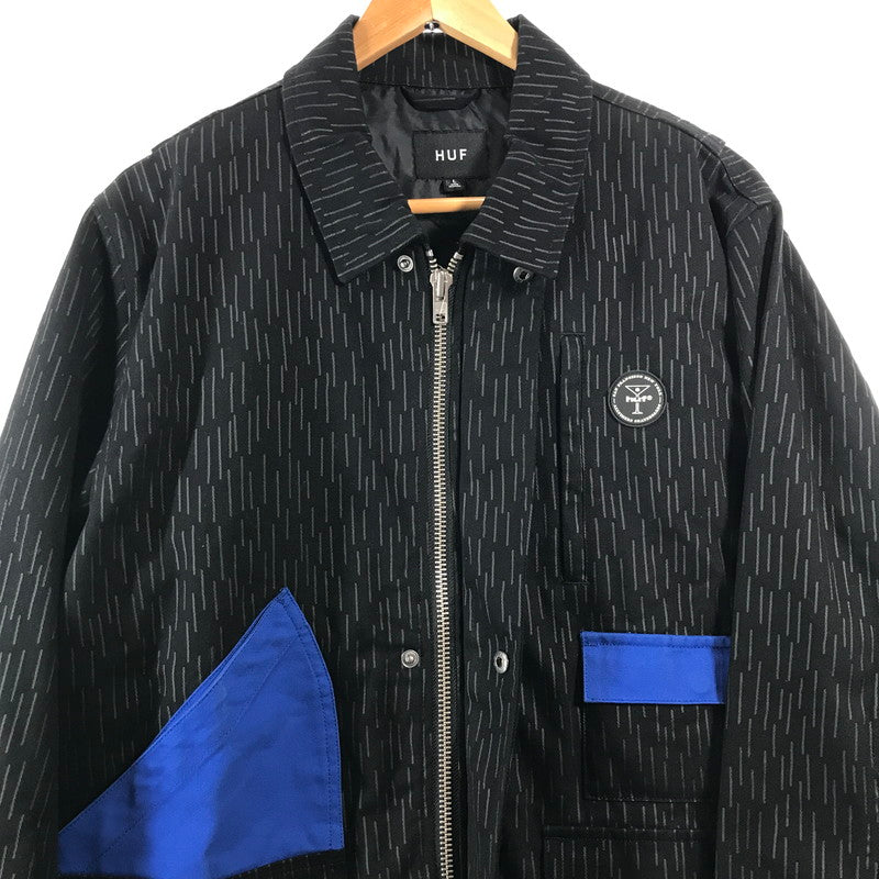 【中古品】【メンズ】 HUF ハフ JK00430 ALLTIMERS WORK JACKET ワークジャケット 上着 アウター BLACK BLUE Lサイズ ※ほつれ・使用感あり 142-260830-io-50-fuzh カラー：ブラックブルー 万代Net店