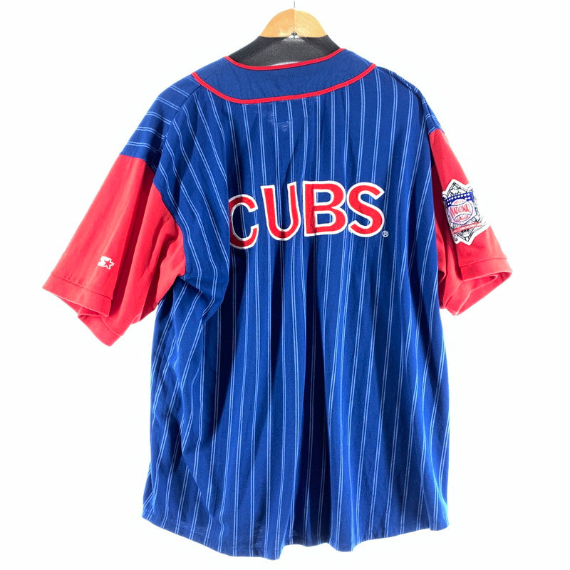 【中古品】【メンズ】 STARTER BASEBALL SHIRT スターター ベースボール シャツ 半袖シャツ BLUE RED XLサイズ ※ほつれ・タグに汚れあり 148-260830-io-56-fuzh カラー：ブルーレッド 万代Net店