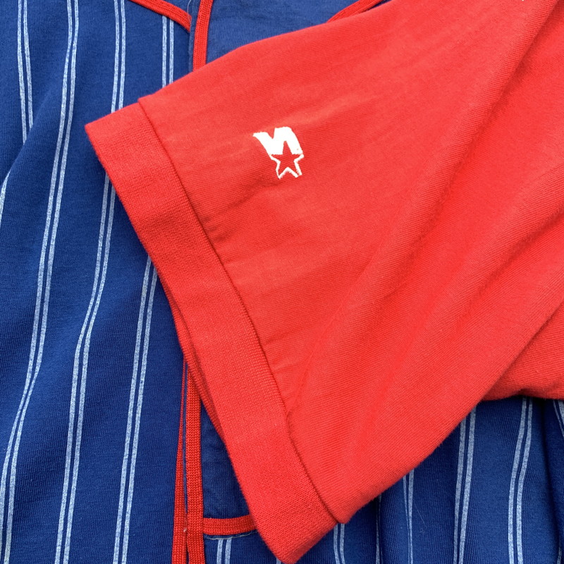 【中古品】【メンズ】 STARTER BASEBALL SHIRT スターター ベースボール シャツ 半袖シャツ BLUE RED XLサイズ ※ほつれ・タグに汚れあり 148-260830-io-56-fuzh カラー：ブルーレッド 万代Net店