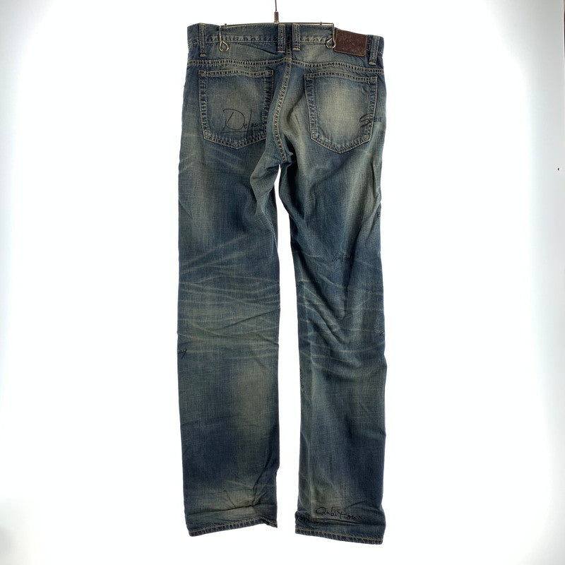 【中古品】【メンズ】 TMT ティーエムティー 落書きデニムパンツ BLUE L-32/10オンス ヴィンテージ加工 デニム ジーパン ジーンズ パンツ 151-260829-io-03-fuzh カラー：ブルー 万代Net店