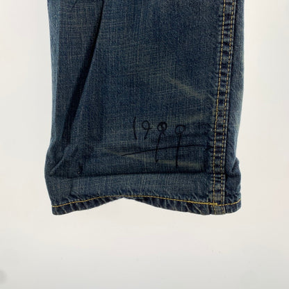 【中古品】【メンズ】 TMT ティーエムティー 落書きデニムパンツ BLUE L-32/10オンス ヴィンテージ加工 デニム ジーパン ジーンズ パンツ 151-260829-io-03-fuzh カラー：ブルー 万代Net店