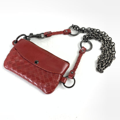 【中古品】【レディース】 BOTTEGA VENETA ボッテガ・ヴェネタ DOUBLE CHAIN COIN CASE ダブルチェーン コインケース 財布 WINE ※スレ・汚れあり 181-260829-io-18-fuzh カラー：ワイン 万代Net店