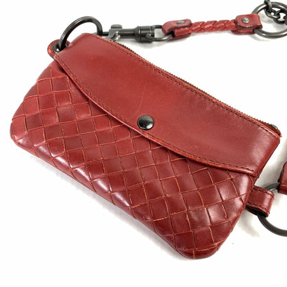 【中古品】【レディース】 BOTTEGA VENETA ボッテガ・ヴェネタ DOUBLE CHAIN COIN CASE ダブルチェーン コインケース 財布 WINE ※スレ・汚れあり 181-260829-io-18-fuzh カラー：ワイン 万代Net店