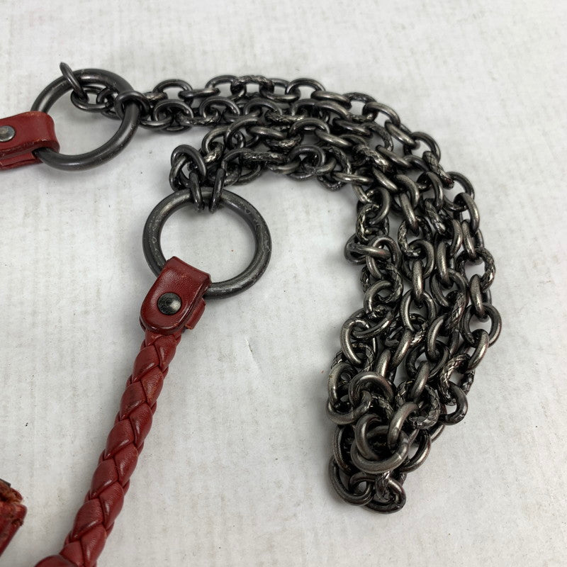 【中古品】【レディース】 BOTTEGA VENETA ボッテガ・ヴェネタ DOUBLE CHAIN COIN CASE ダブルチェーン コインケース 財布 WINE ※スレ・汚れあり 181-260829-io-18-fuzh カラー：ワイン 万代Net店