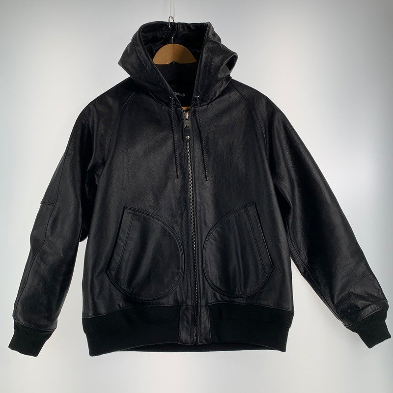 【中古品】【メンズ】 SCHOTT ショット 782-5950055 LEATHER HOOED JACKET レザーフーディージャケット BLACK Lサイズ ※汚れ・色抜けあり 145-260830-io-07-fuzh カラー：ブラック 万代Net店