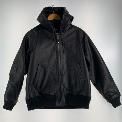 【中古品】【メンズ】 SCHOTT ショット 782-5950055 LEATHER HOOED JACKET レザーフーディージャケット BLACK Lサイズ ※汚れ・色抜けあり 145-260830-io-07-fuzh カラー：ブラック 万代Net店