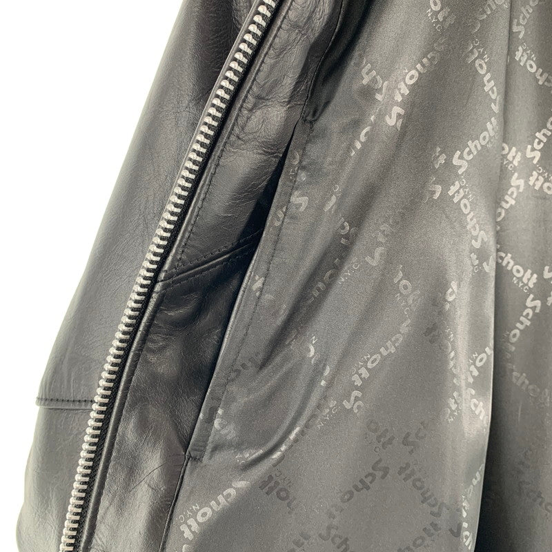 【中古品】【メンズ】 SCHOTT ショット 782-5950055 LEATHER HOOED JACKET レザーフーディージャケット BLACK Lサイズ ※汚れ・色抜けあり 145-260830-io-07-fuzh カラー：ブラック 万代Net店