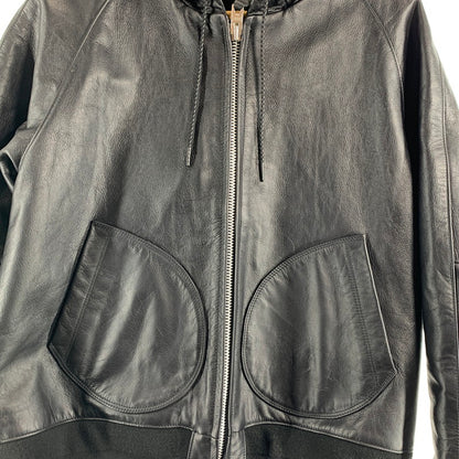 【中古品】【メンズ】 SCHOTT ショット 782-5950055 LEATHER HOOED JACKET レザーフーディージャケット BLACK Lサイズ ※汚れ・色抜けあり 145-260830-io-07-fuzh カラー：ブラック 万代Net店