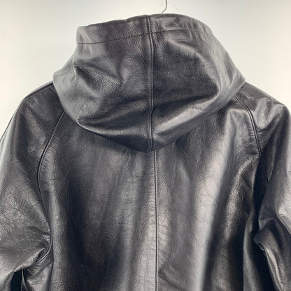 【中古品】【メンズ】 SCHOTT ショット 782-5950055 LEATHER HOOED JACKET レザーフーディージャケット BLACK Lサイズ ※汚れ・色抜けあり 145-260830-io-07-fuzh カラー：ブラック 万代Net店