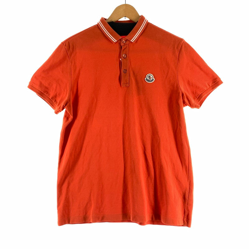 【中古品】【メンズ】 MONCLER モンクレール MAGLIA POLO MANICA CORTA S S POLO SHIRT ポロシャツ ORANGE Lサイズ ※首回りスレ・変色・使用感・ボタン色抜けあり 141-260830-io-55-fuzh カラー：オレンジ 万代Net店
