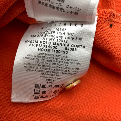 【中古品】【メンズ】 MONCLER モンクレール MAGLIA POLO MANICA CORTA S S POLO SHIRT ポロシャツ ORANGE Lサイズ ※首回りスレ・変色・使用感・ボタン色抜けあり 141-260830-io-55-fuzh カラー：オレンジ 万代Net店