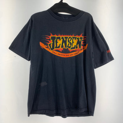 【中古品】【メンズ】 ADIDAS アディダス 80年代 半袖Tシャツ Tシャツ BLACK.JENSEN SIZE:M 万国旗 USA製 ※シミ有 148-260920-io-02-fuzh 万代Net店