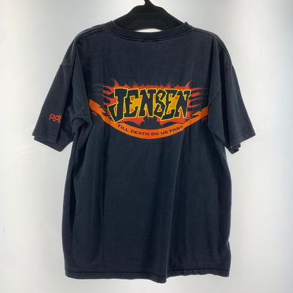 【中古品】【メンズ】 ADIDAS アディダス 80年代 半袖Tシャツ Tシャツ BLACK.JENSEN SIZE:M 万国旗 USA製 ※シミ有 148-260920-io-02-fuzh 万代Net店