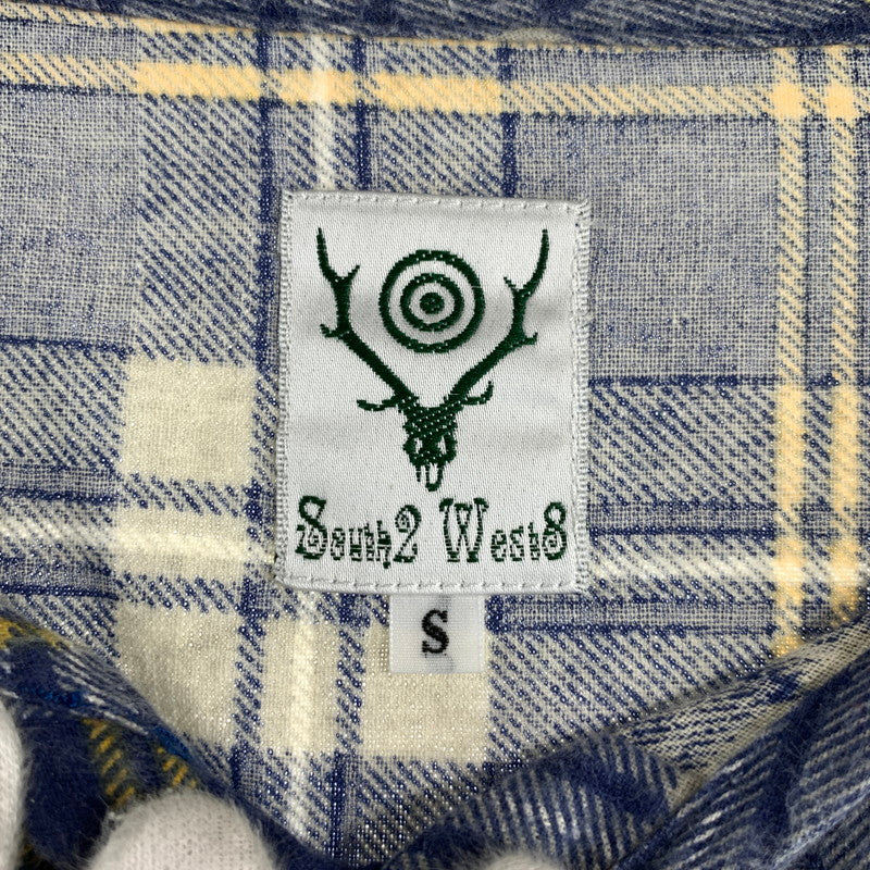 【中古品】【メンズ】 SOUTH2 WEST8 サウス2 ウエスト8 BG848 FLANNEL HENLEY NECK SHIRT フランネルシャツ チェック プルオーバー 141-260831-ny-05-fuzh サイズ：S カラー：ブルー イエロー 万代Net店