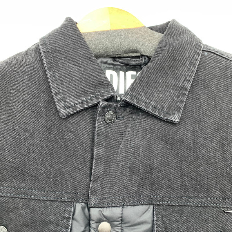 【中古品】【メンズ】 DIESEL ディーゼル 00SY7U D-SHYLA デニム切替 中綿ジャケット BLACK Lサイズ 異素材切替 タグ付き ※白いスレあり 141-260831-io-09-fuzh カラー：ブラック 万代Net店