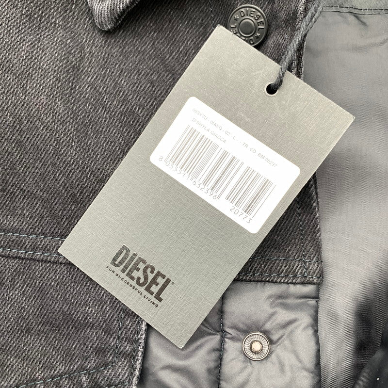 【中古品】【メンズ】 DIESEL ディーゼル 00SY7U D-SHYLA デニム切替 中綿ジャケット BLACK Lサイズ 異素材切替 タグ付き ※白いスレあり 141-260831-io-09-fuzh カラー：ブラック 万代Net店
