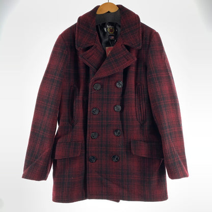【中古品】【メンズ】 SCHOTT ショット 7427 ウールチェックPコート ピーコート チェック RED Mサイズ アウター 上着 タグ付き 145-260831-io-08-fuzh カラー：レッド 万代Net店