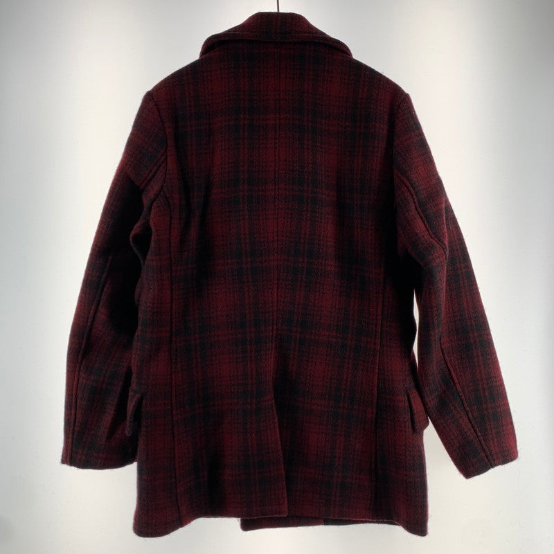 【中古品】【メンズ】 SCHOTT ショット 7427 ウールチェックPコート ピーコート チェック RED Mサイズ アウター 上着 タグ付き 145-260831-io-08-fuzh カラー：レッド 万代Net店