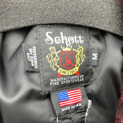 【中古品】【メンズ】 SCHOTT ショット 7427 ウールチェックPコート ピーコート チェック RED Mサイズ アウター 上着 タグ付き 145-260831-io-08-fuzh カラー：レッド 万代Net店