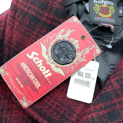 【中古品】【メンズ】 SCHOTT ショット 7427 ウールチェックPコート ピーコート チェック RED Mサイズ アウター 上着 タグ付き 145-260831-io-08-fuzh カラー：レッド 万代Net店