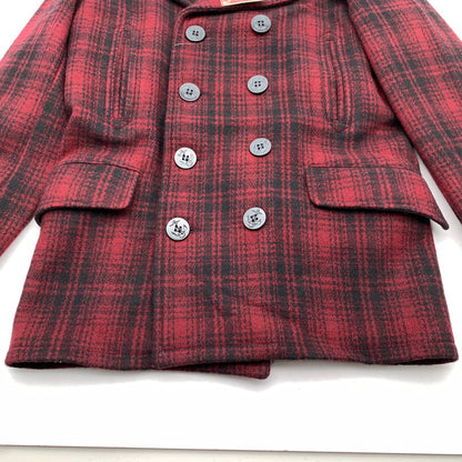 【中古品】【メンズ】 SCHOTT ショット 7427 ウールチェックPコート ピーコート チェック RED Mサイズ アウター 上着 タグ付き 145-260831-io-08-fuzh カラー：レッド 万代Net店